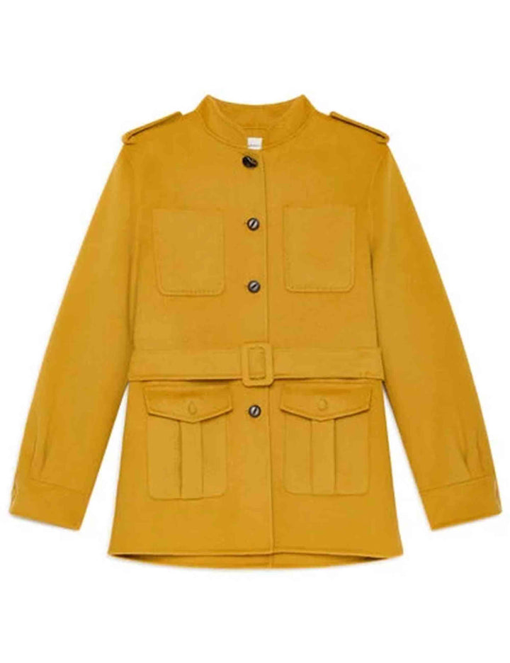 Sahariane donna Softpure Wool in lana senape con cintura JA534220290 70013 Maliparmi 