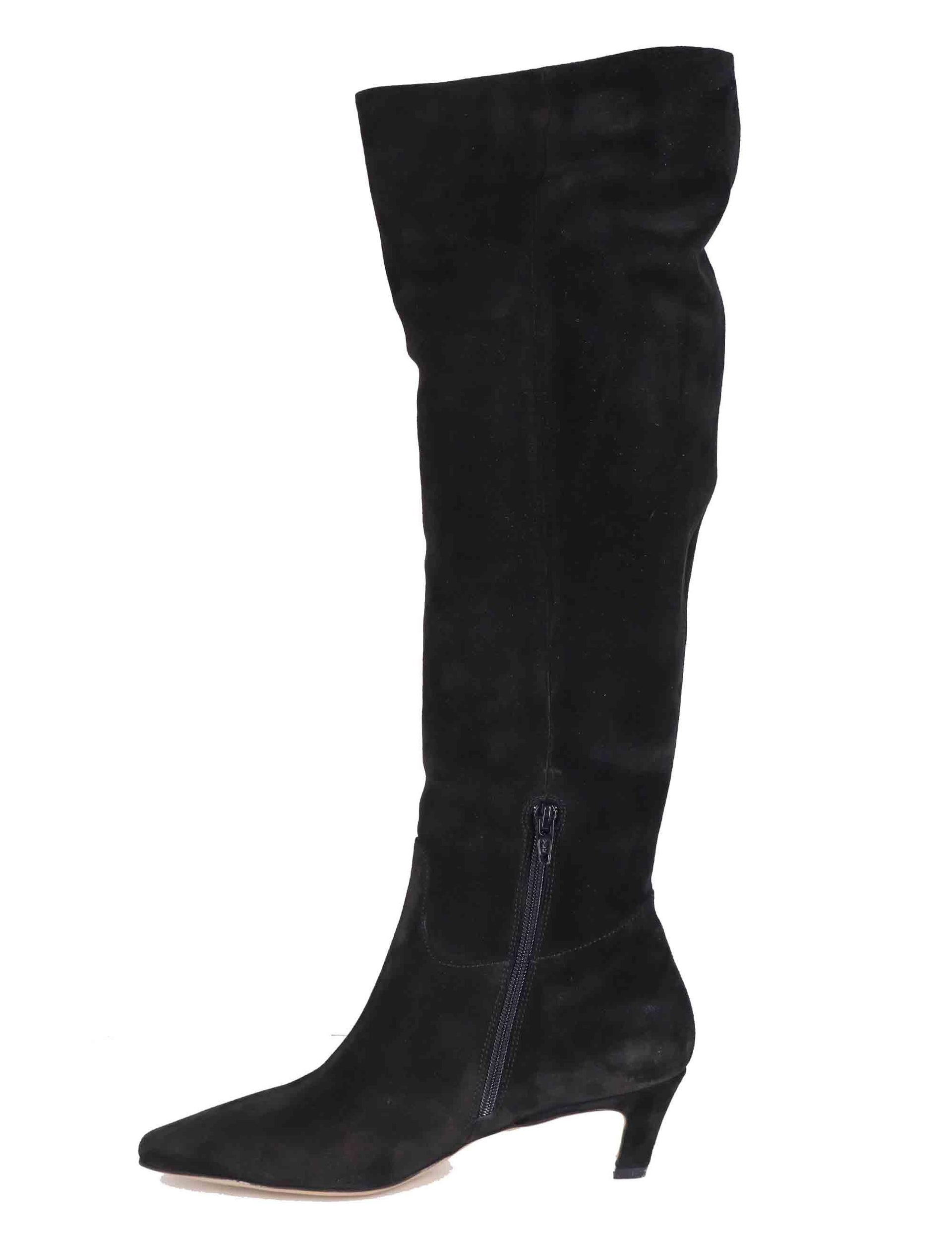 Stivali donna in camoscio nero tacco basso 558B30AA 03 Bibi Lou 