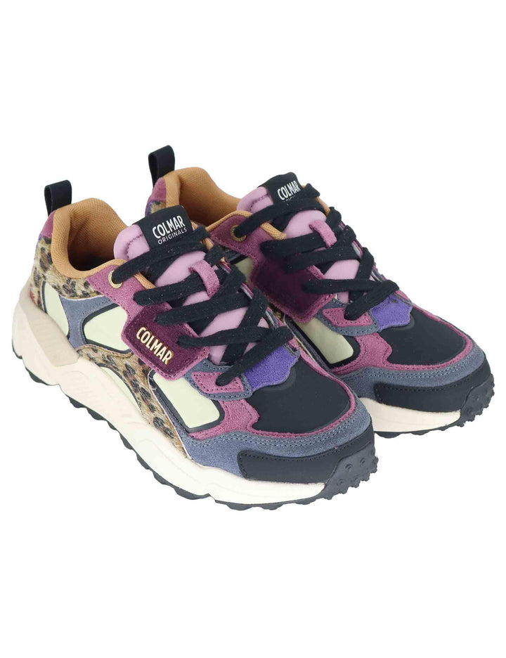 Sneakers donna in pelle e tessuto taupe con suola alta GARNER JUNGLE 124 Colmar 