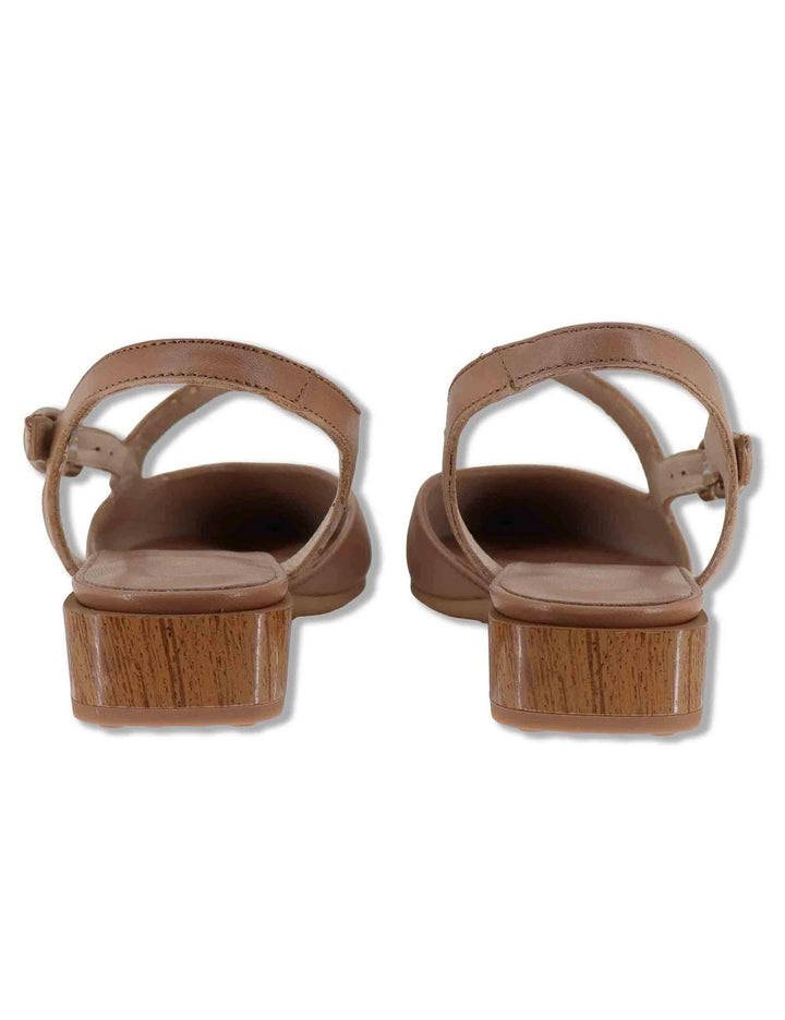 Decollete slingback donna in pelle cuoio con doppi cinturini e tacco basso HV264773 ALMOND Hispanitas 
