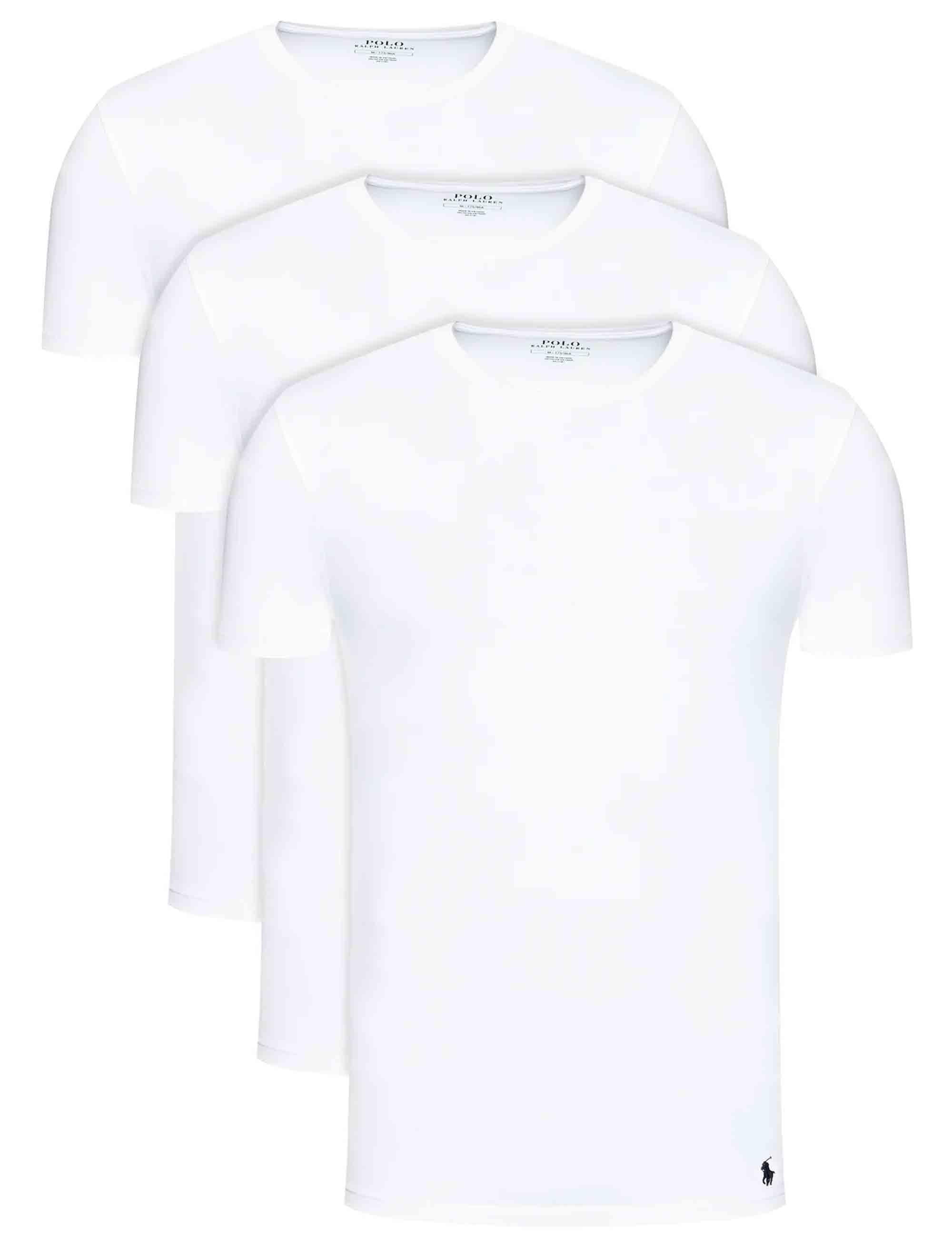 T-shirt uomo Classic Crew in cotone bianco con logo ricamato Set di 3 714830304003 WHITE Polo Ralph Lauren 