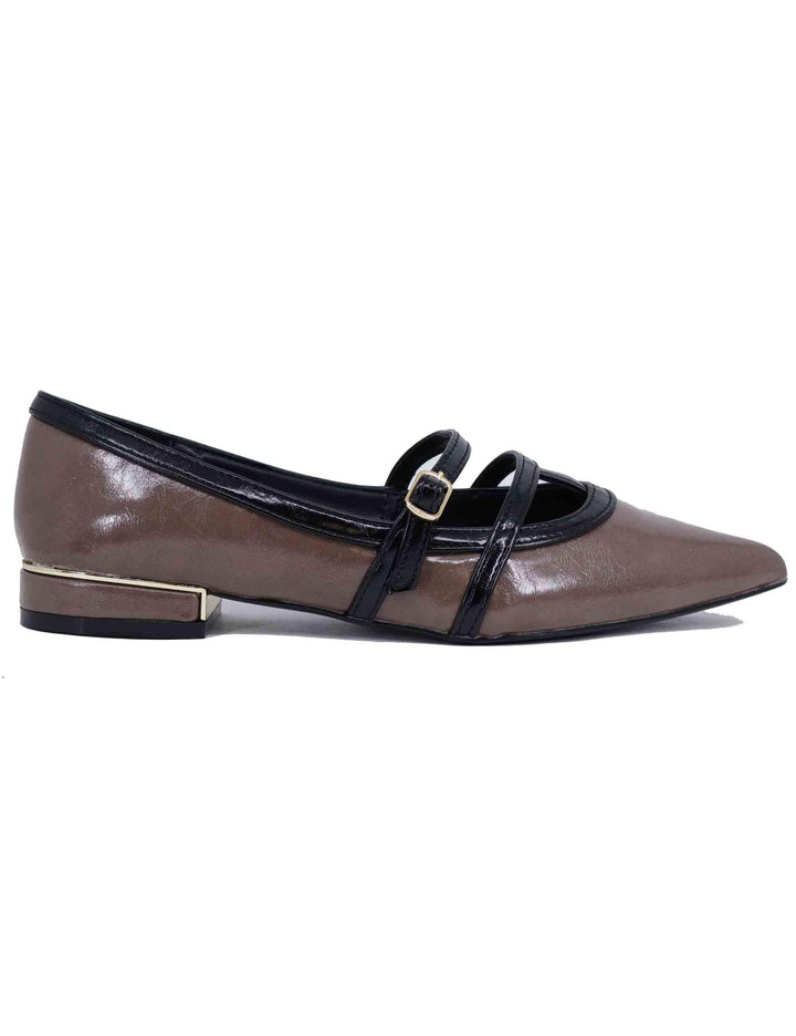 Ballerine donna in eco pelle taupe con punta a punta T170008117F7 029 Exe 