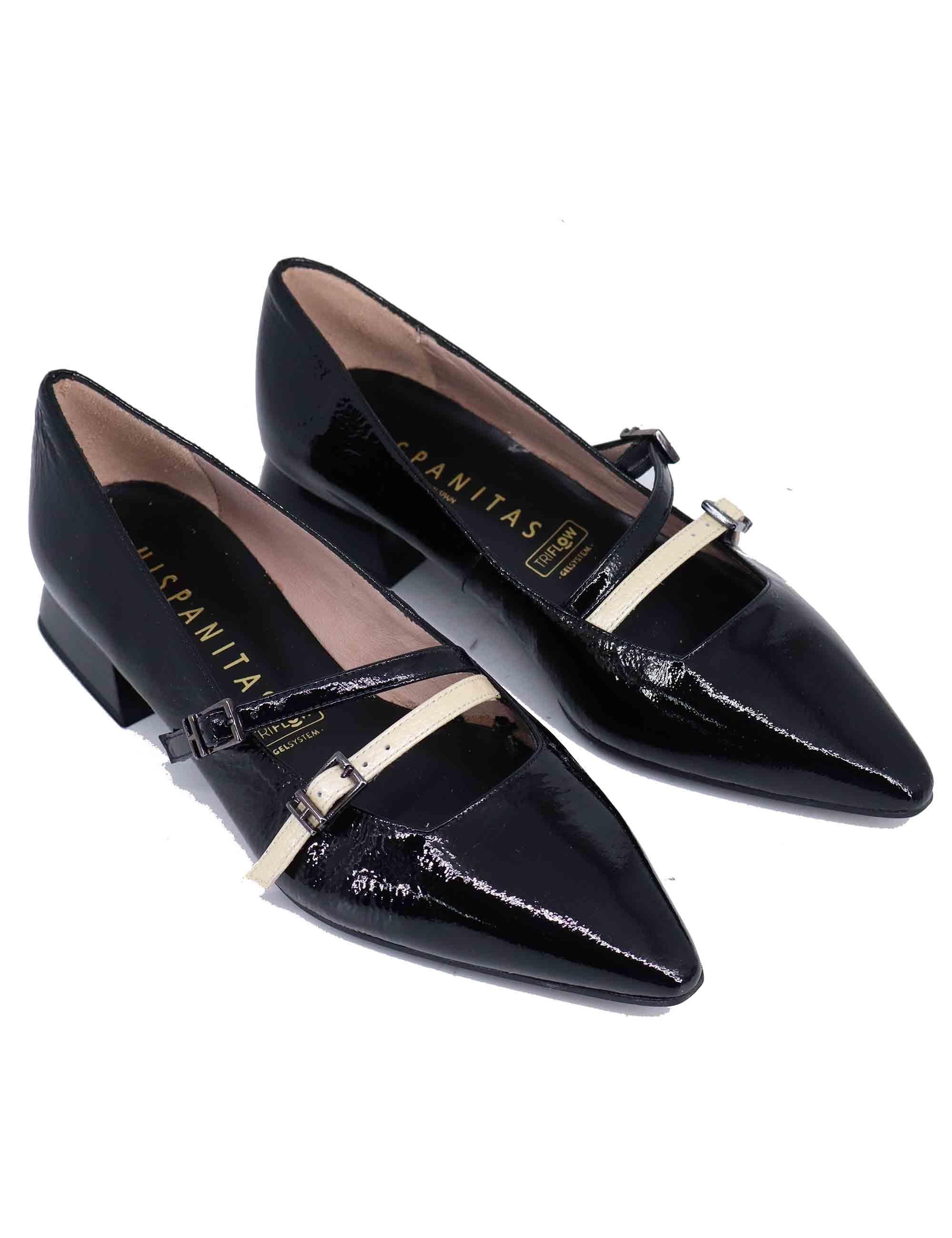 Decollete donna in pelle nera tacco basso BHI243567 C003 Hispanitas 