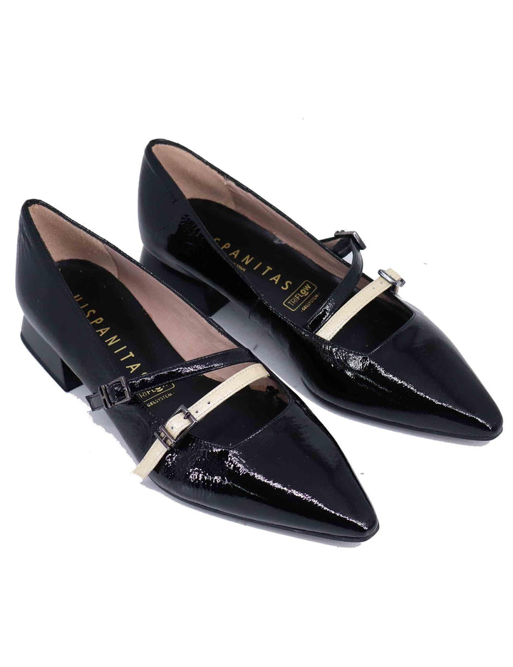 Decollete donna in pelle nera tacco basso BHI243567 C003 Hispanitas 