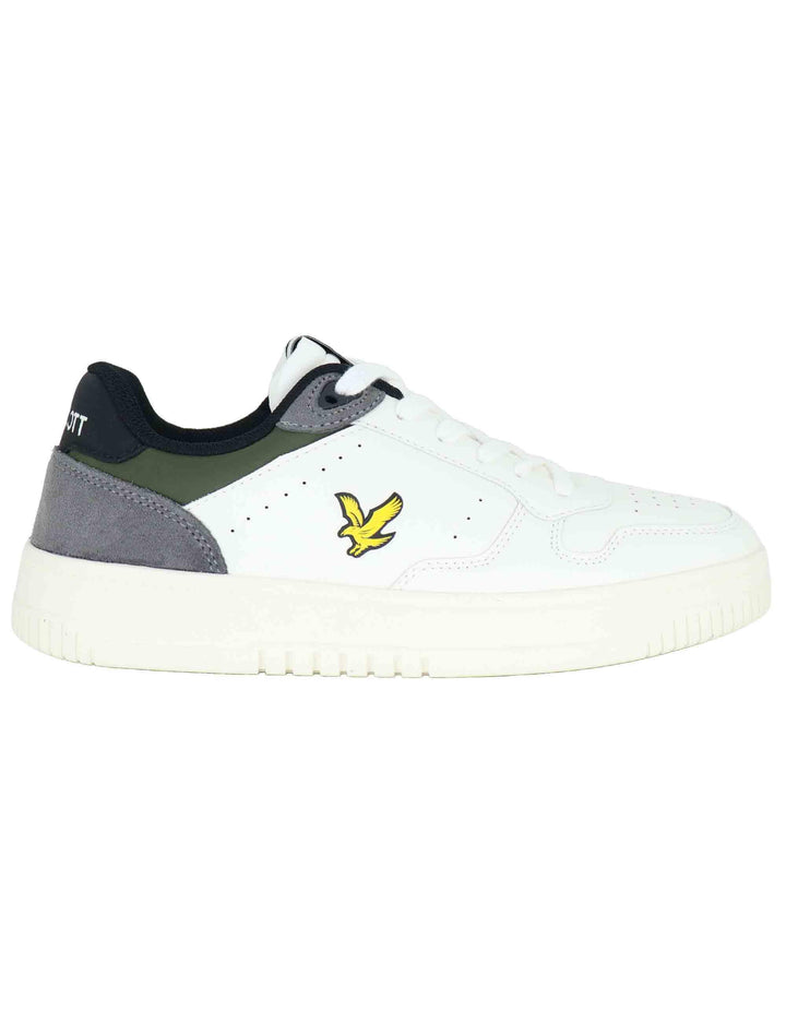Sneakers uomo in pelle bianca con riporti in contrasto e logo laterale ANDREW009 848 Lyle & Scott 