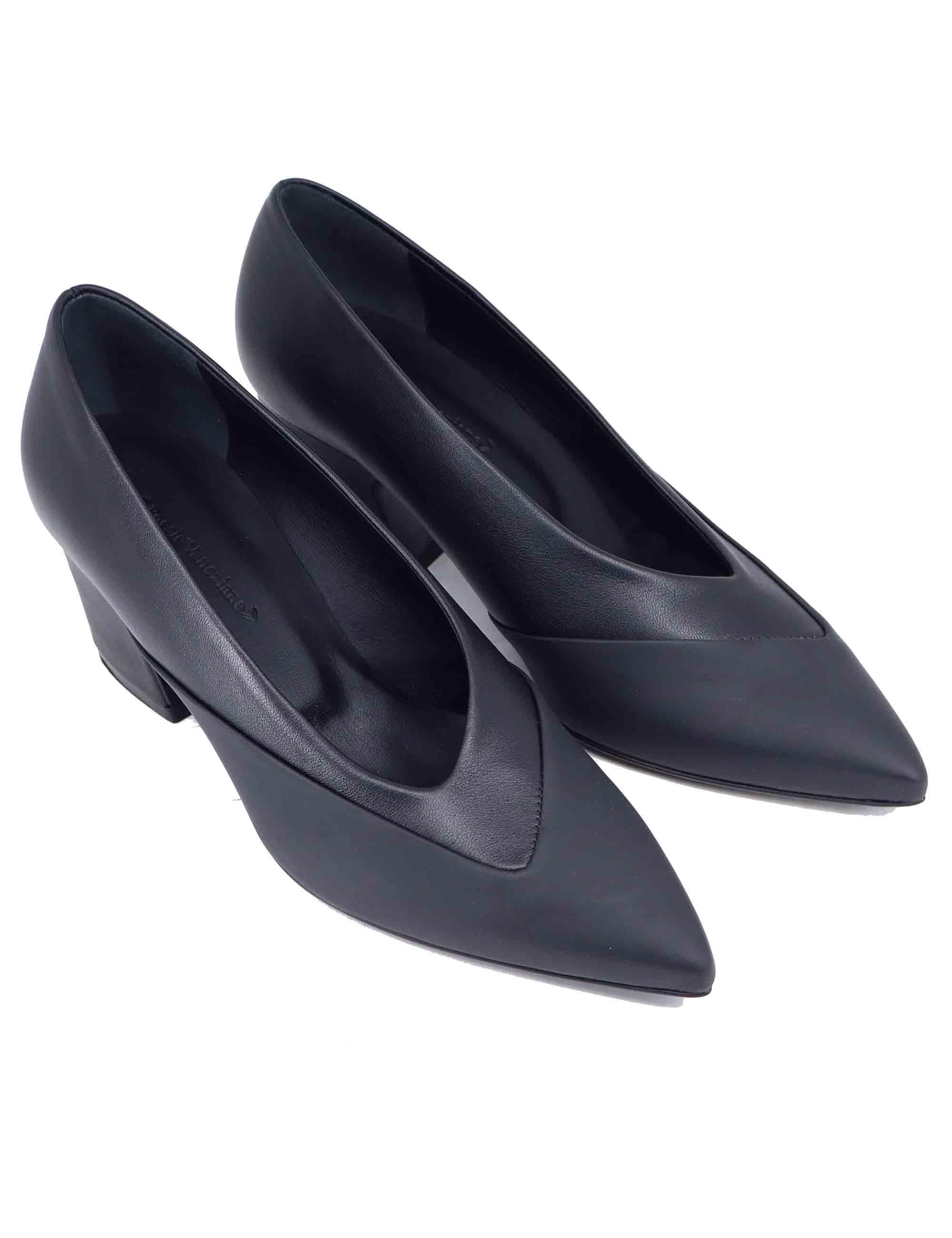 Decollete donna in pelle nera con punta FRU02 001 Poesie Veneziane 