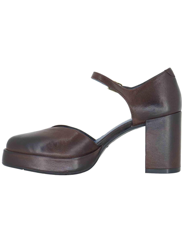 Decollete donna in pelle marrone con tacco alto e plateau SP2346 014 Spatarella 