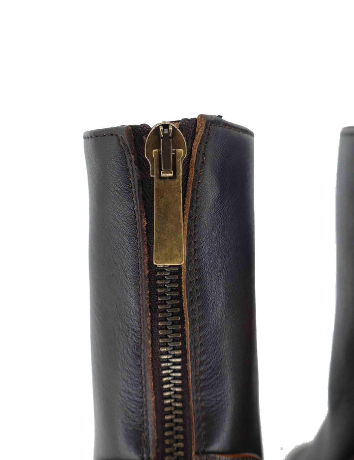 Stivaletti donna in pelle marrone con tacco medio e zip posteriore TR2601 014 L'Arianna 