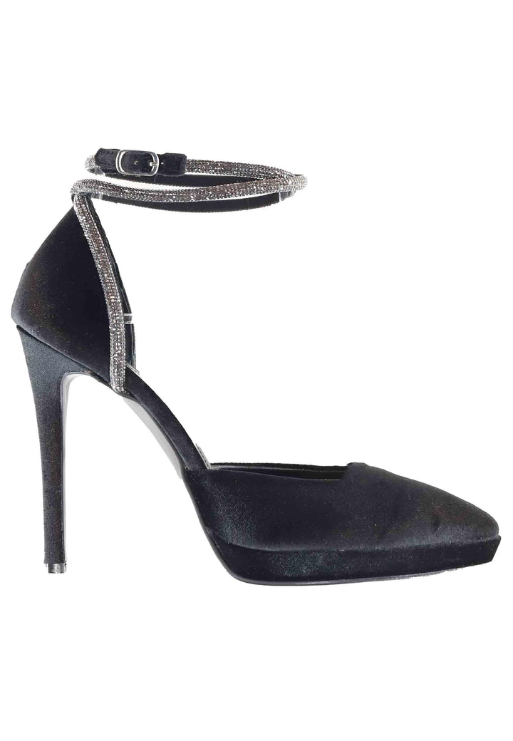 Decollete donna in velluto nero con cinturino in strass e tacco alto 949 001 Tsakiris Mallas 