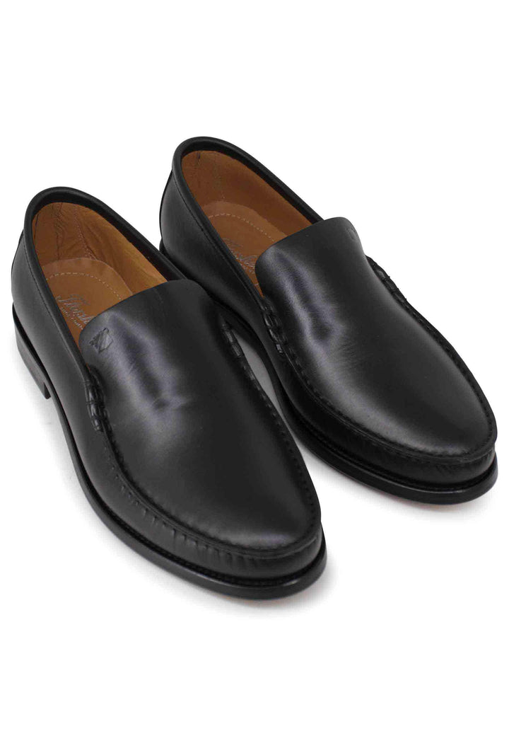 Mocassini uomo in pelle nera con patta liscia e suola in cuoio cucita 52755 01 Florsheim 
