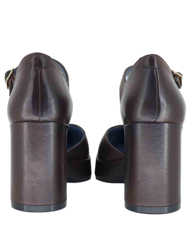 Decollete donna in pelle marrone con tacco alto e plateau SP2346 014 Spatarella 
