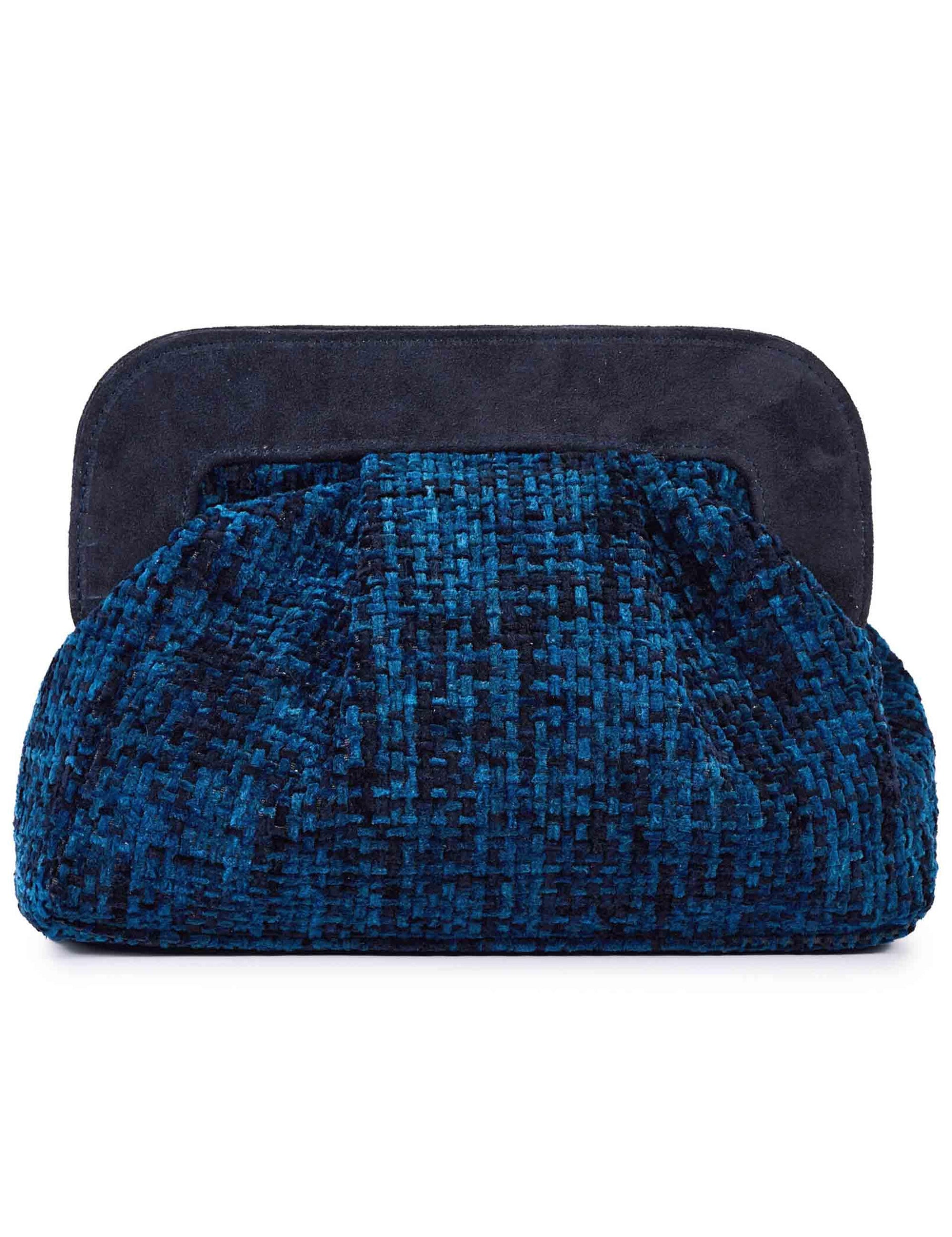 Borse donna in ciniglia jacquard blu con tracolla removibile DORA C03 Via Mail Bag 