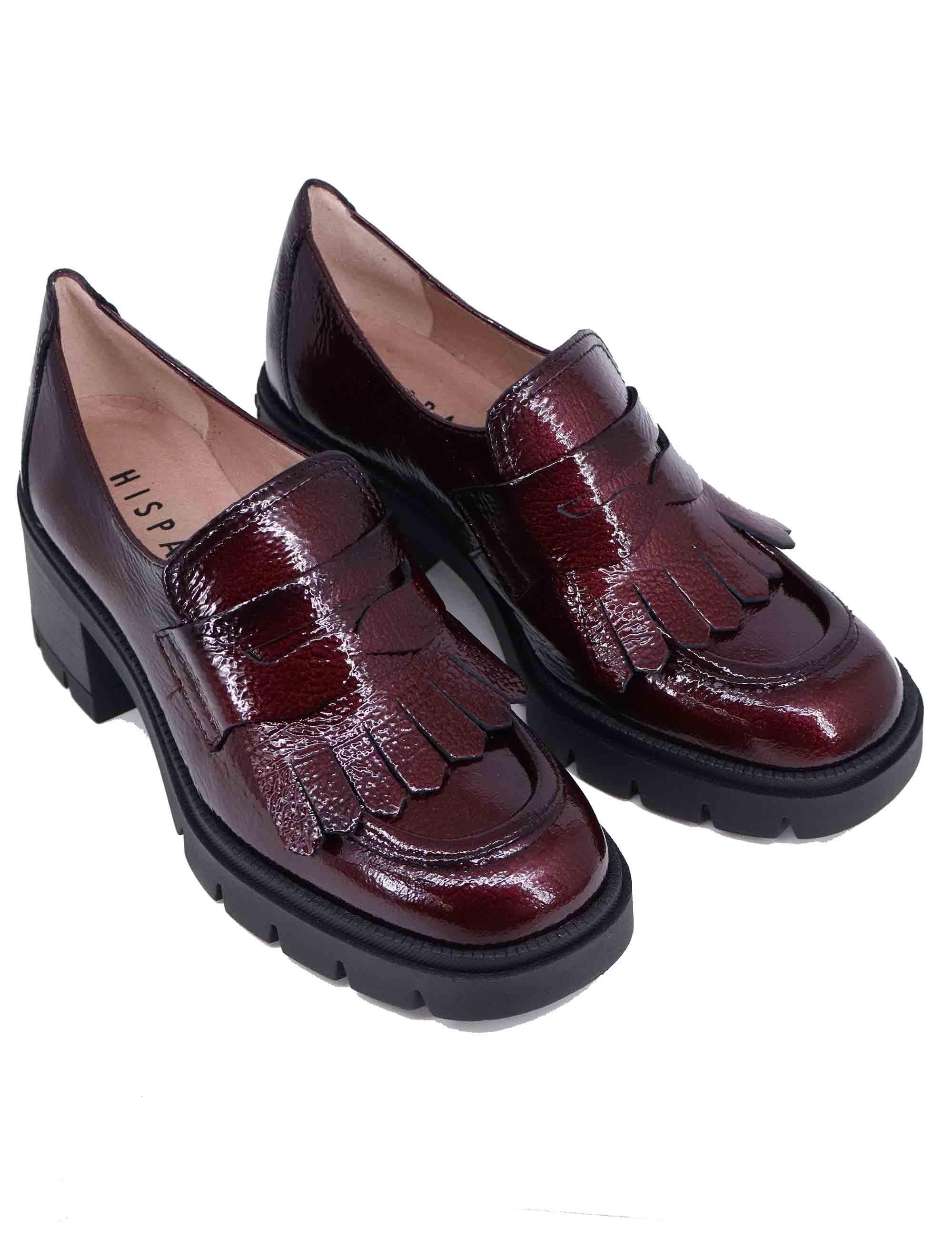 Mocassini donna in vernice bordeaux con suola in gomma HI243610 C004 Hispanitas 