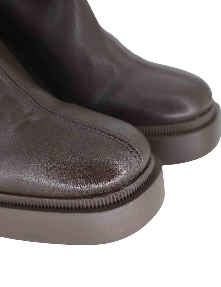 Stivaletti donna in tessuto elasticizzato marrone e zeppa alta 78515-64 44 Miss Elastic 