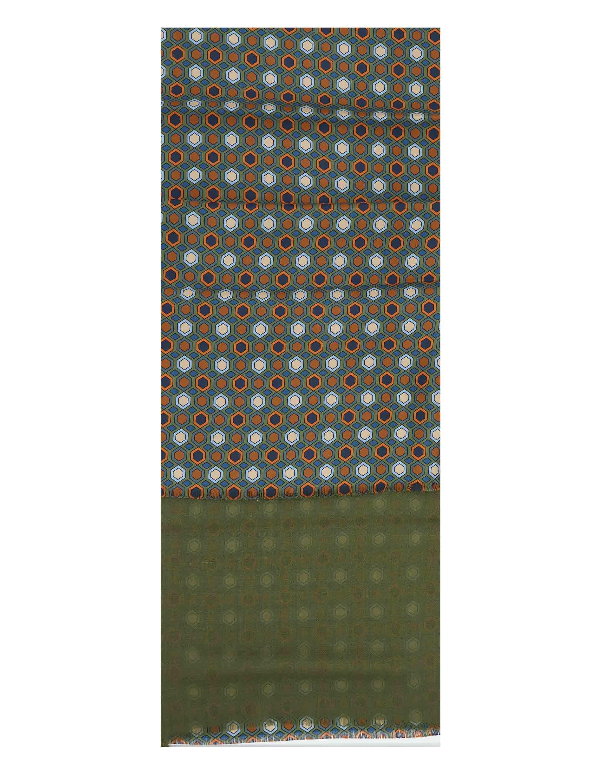 Sciarpe in Misto Seta Verde a Fantasia Uomo 0F891 82864 3