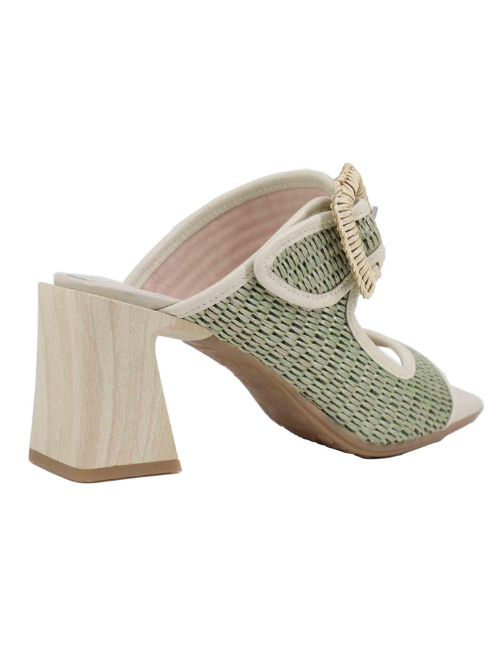 Sandali donna in pelle off white e rafia con tacco alto RHV254048 C003 Hispanitas 