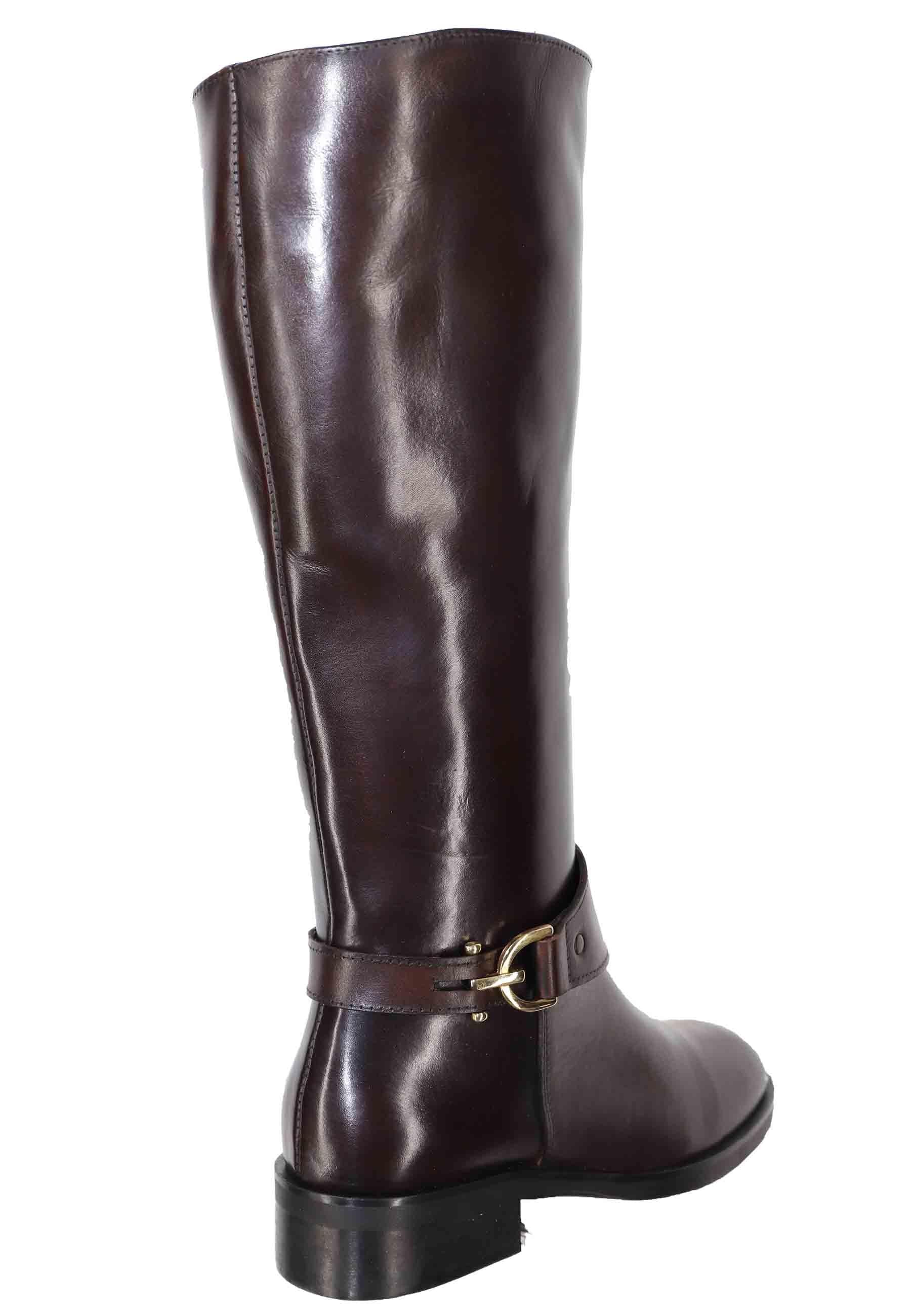 Stivali donna in pelle marrone con fibbia tacco basso SPR17 013 Spatarella 