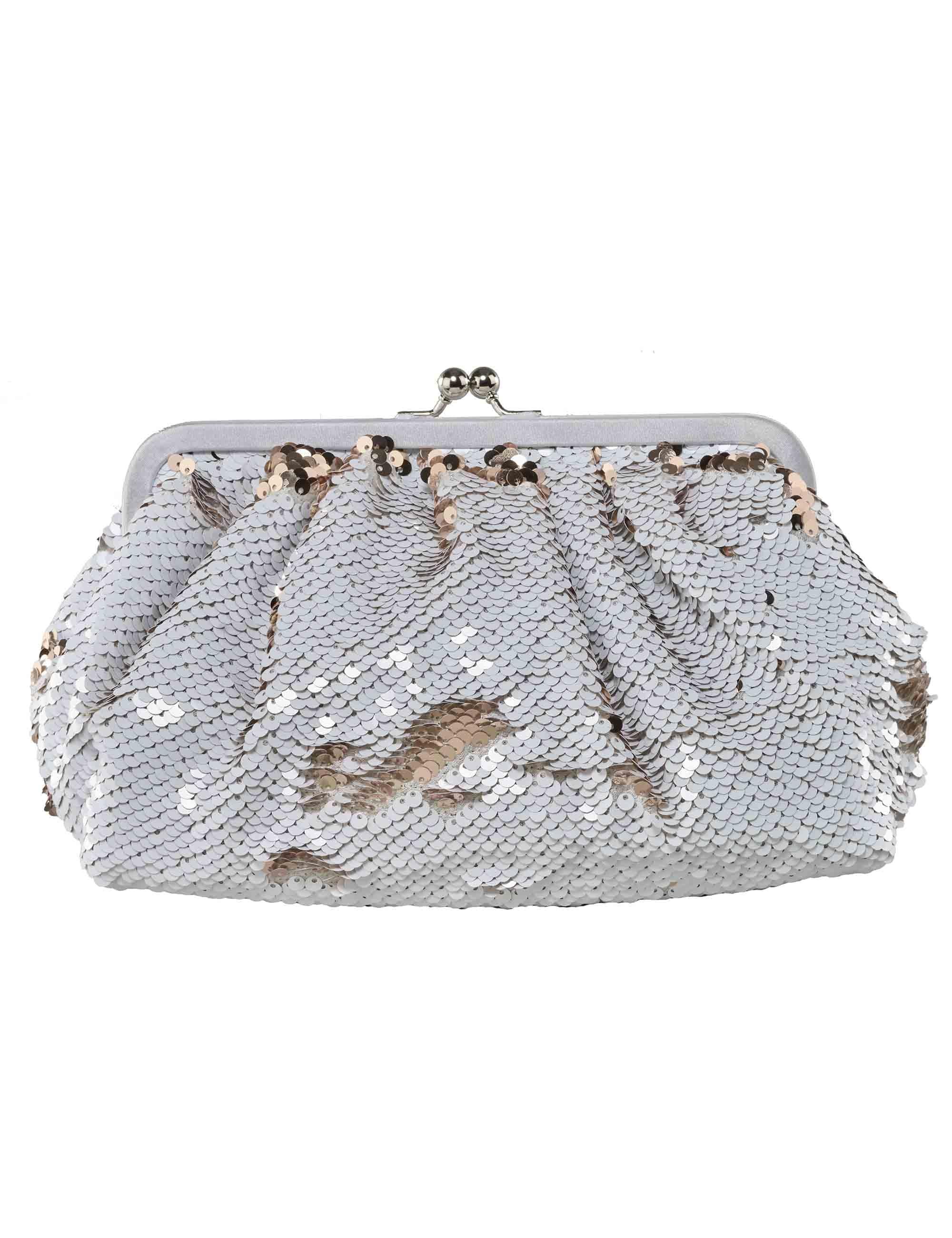 Borse donna in paillettes bianche con catena ACA654 BIANCO Anna Cecere 