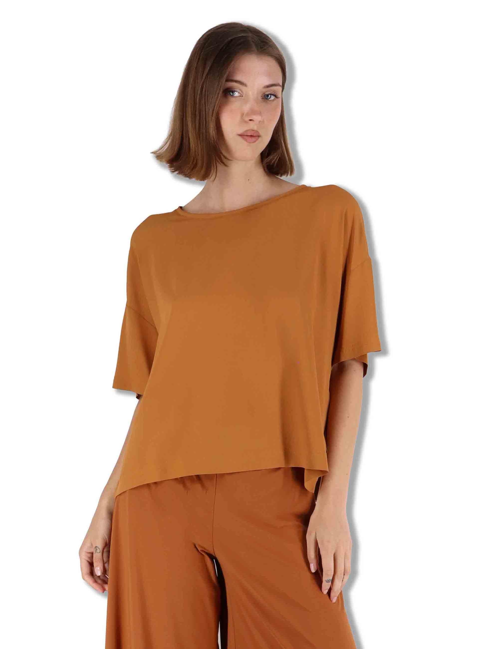 Camicie donna Fluid Crepe in misto seta ambra maniche a 3/4 JM440050672 70004 Maliparmi 