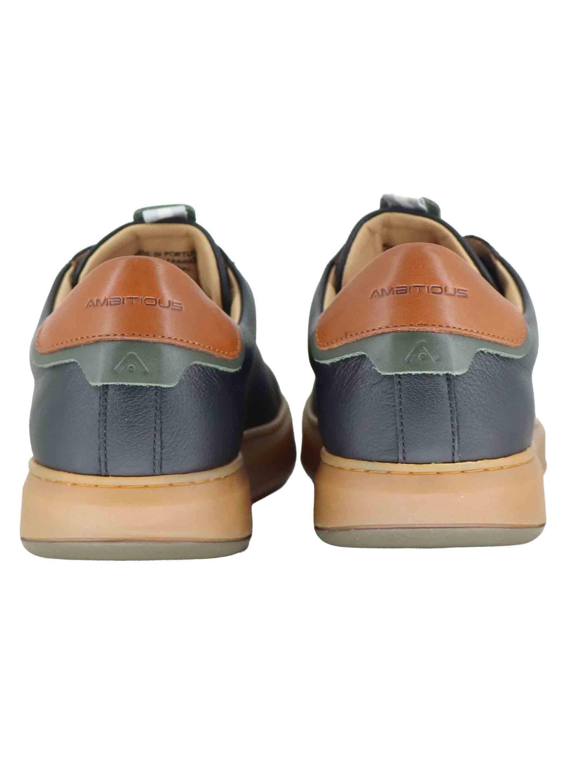 Sneakers uomo in pelle nera con suola ambra 13672 6584AM Ambitious 