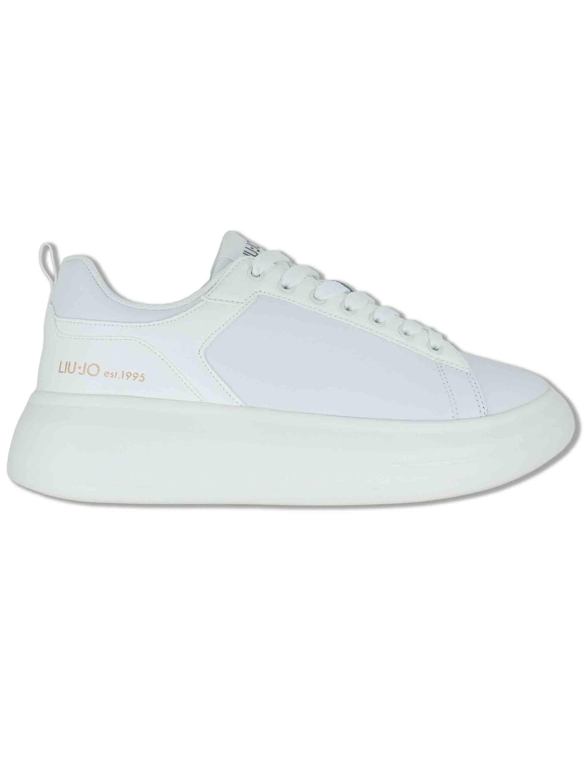 Sneakers uomo in pelle e tessuto bianco con suola alta in gomma BIG 05 WHITE Liu-Jo 