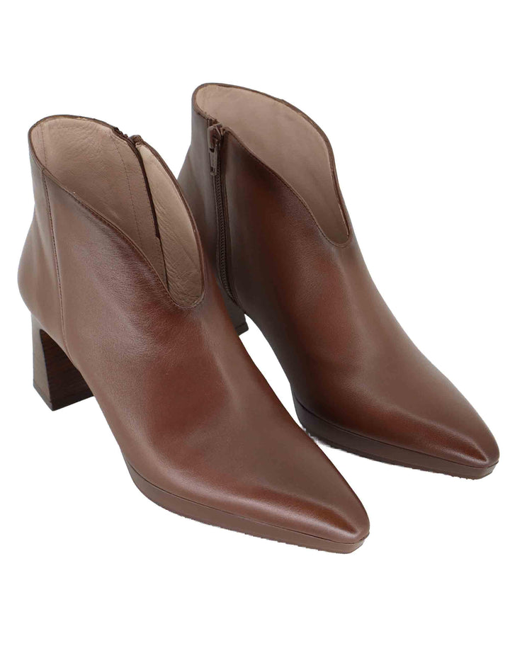 Stivaletti donna in pelle marrone con tacco alto HI254270 C011 Hispanitas 