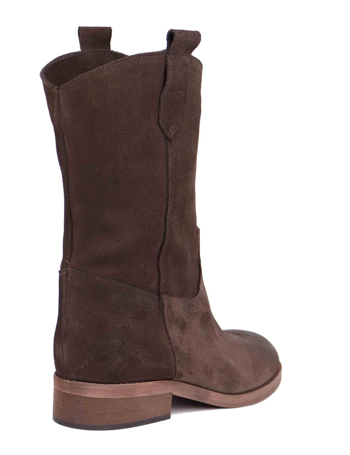 Stivaletti donna in camoscio marrone tacco basso SPCV27 014 Spatarella 