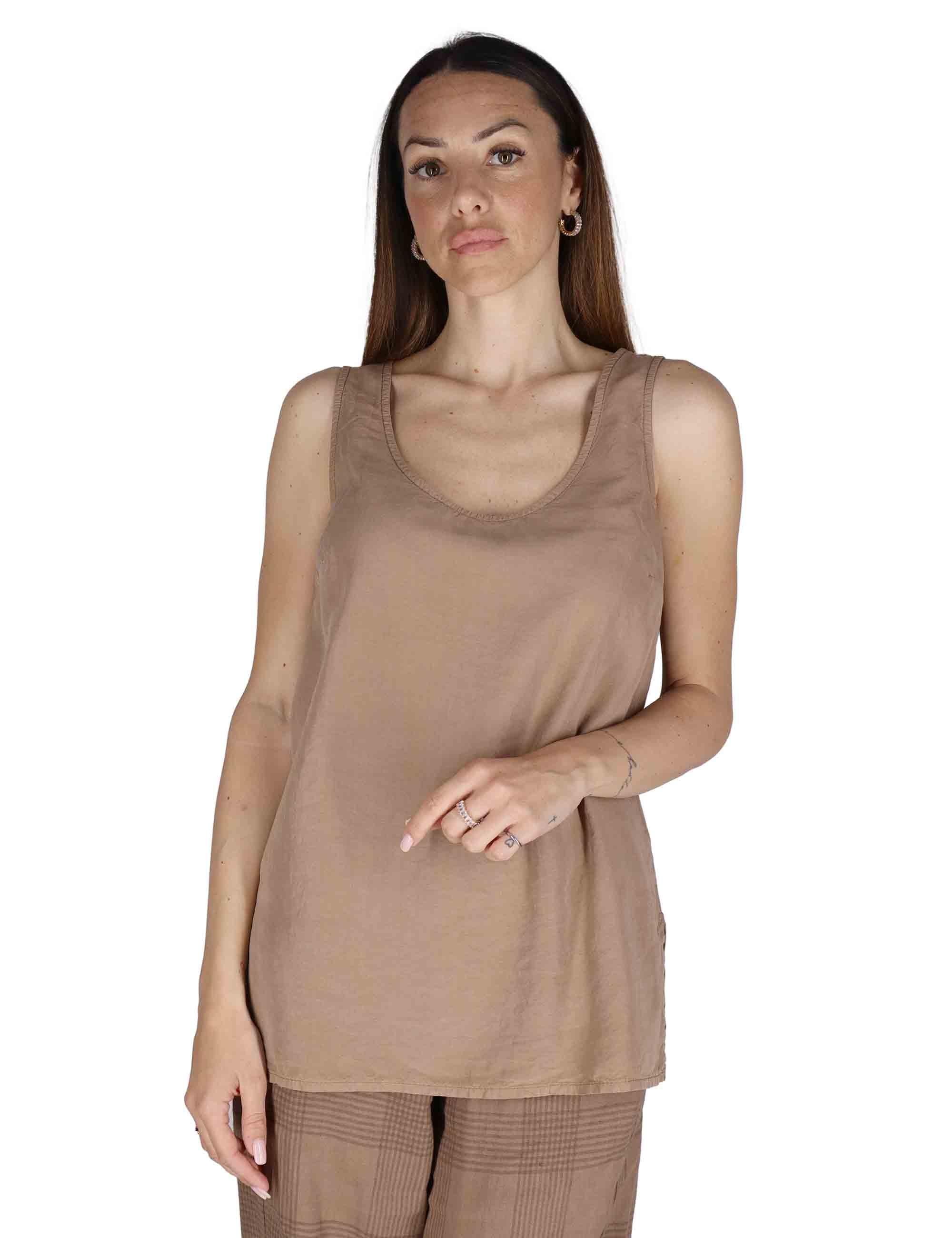 Top donna in cotone nocciola TRIS NUT TreBarraBi 