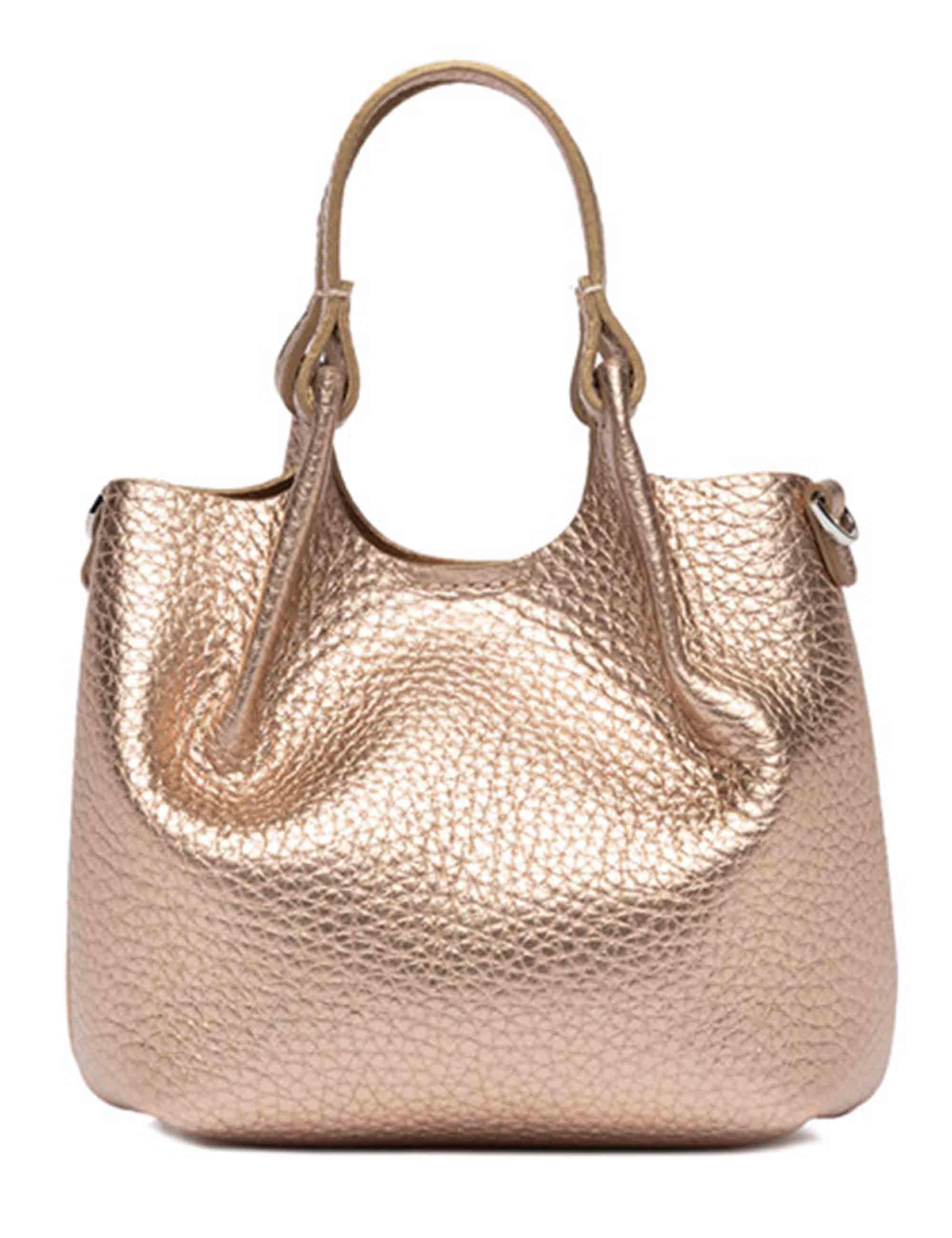 Borse donna Dua in pelle laminato rosa con doppio manico e tracolla BS9718 RNGDBL T.U. 14368 Gianni Chiarini 
