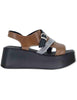 Sandali in pelle cuoio e zeppa in gomma leggera Donna ZE14 4
