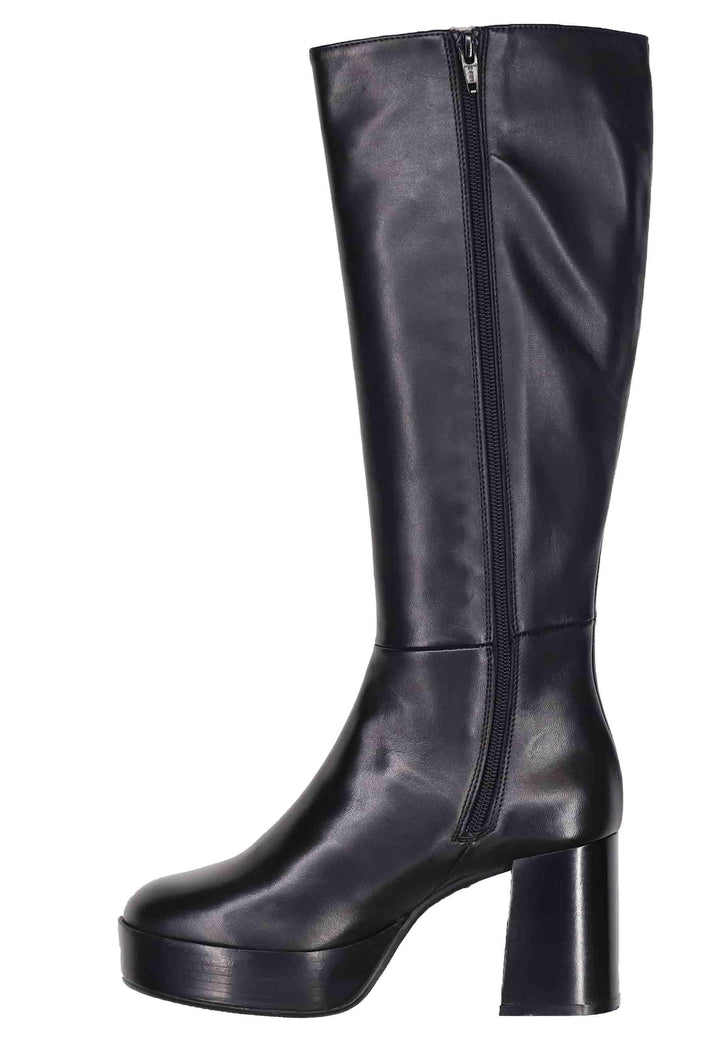 Stivali donna in pelle nera con tacco e plateau ST1557 001 L'Arianna 