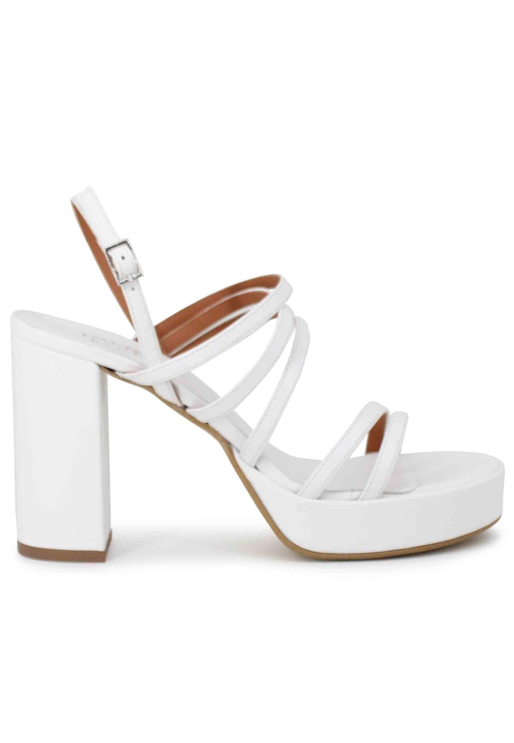 Sandali slingback donna in pelle bianca con tacco alto e plateau MERAK 2 100 Tattoo 