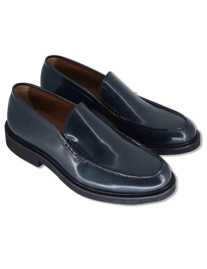 Mocassini uomo in pelle lucida blu fondo gomma senza bendina SP06 002 Spatarella 