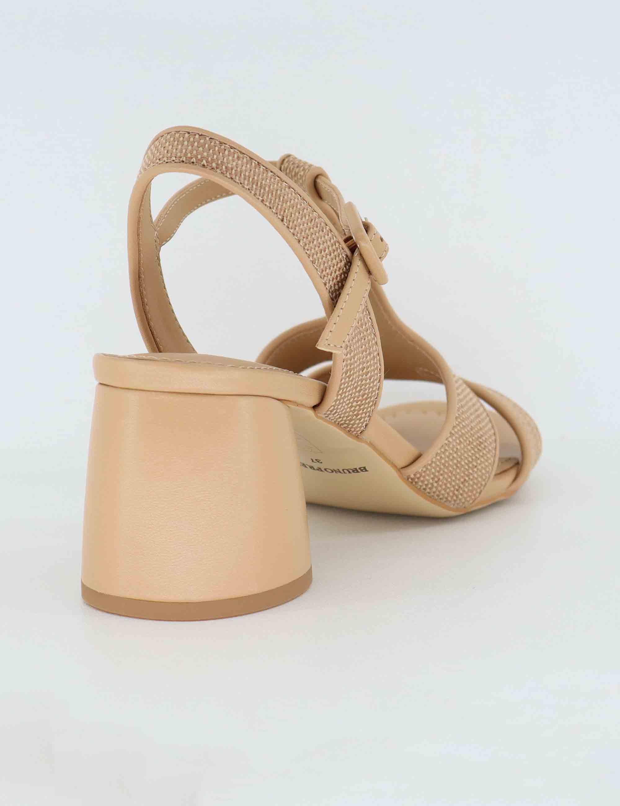 Sandali donna in pelle beige con tacco alto BL3002X 017 Bruno Premi 