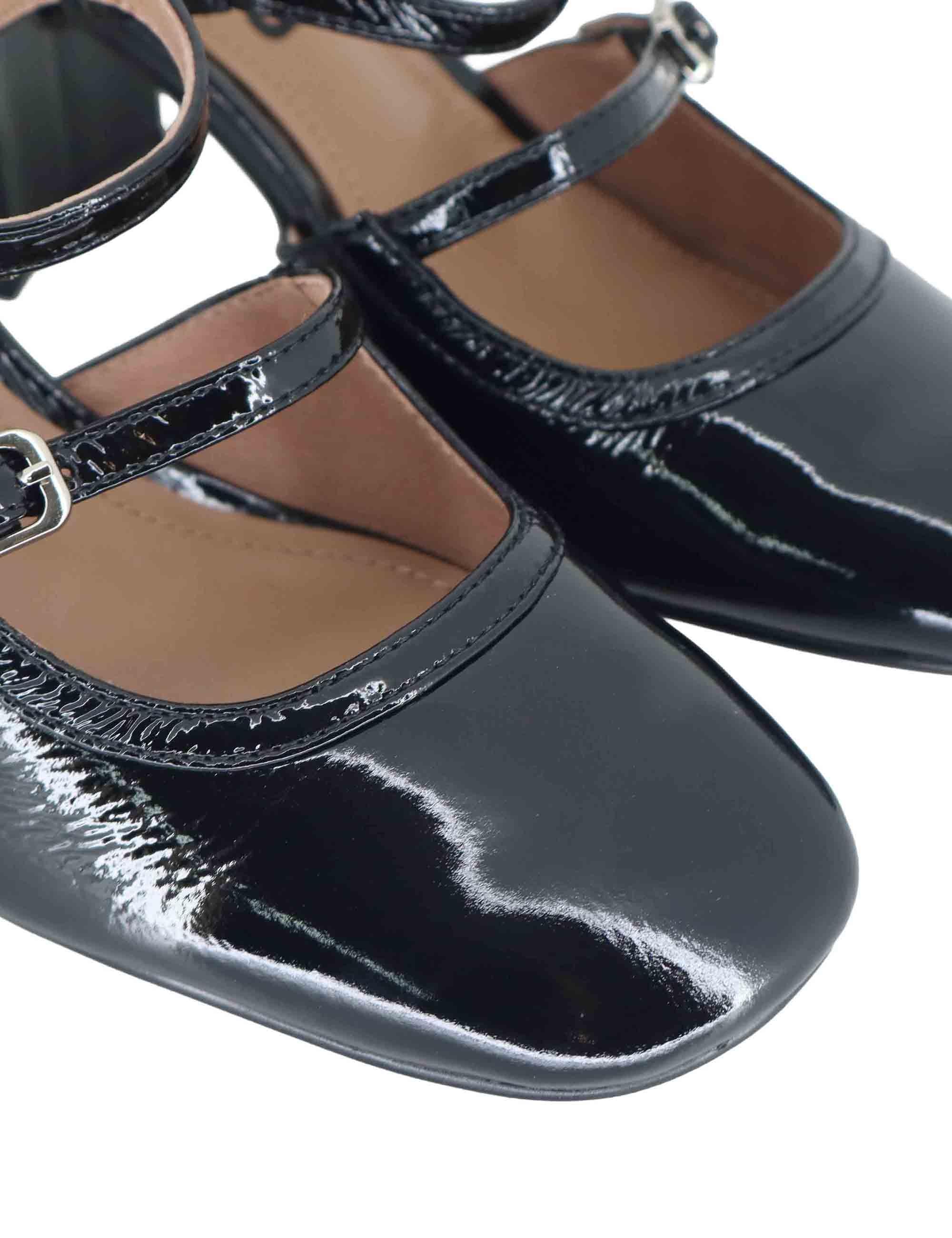 Decollete donna in vernice nera con tacco alto e doppio cinturino 633Z21VK 03 Bibi Lou 