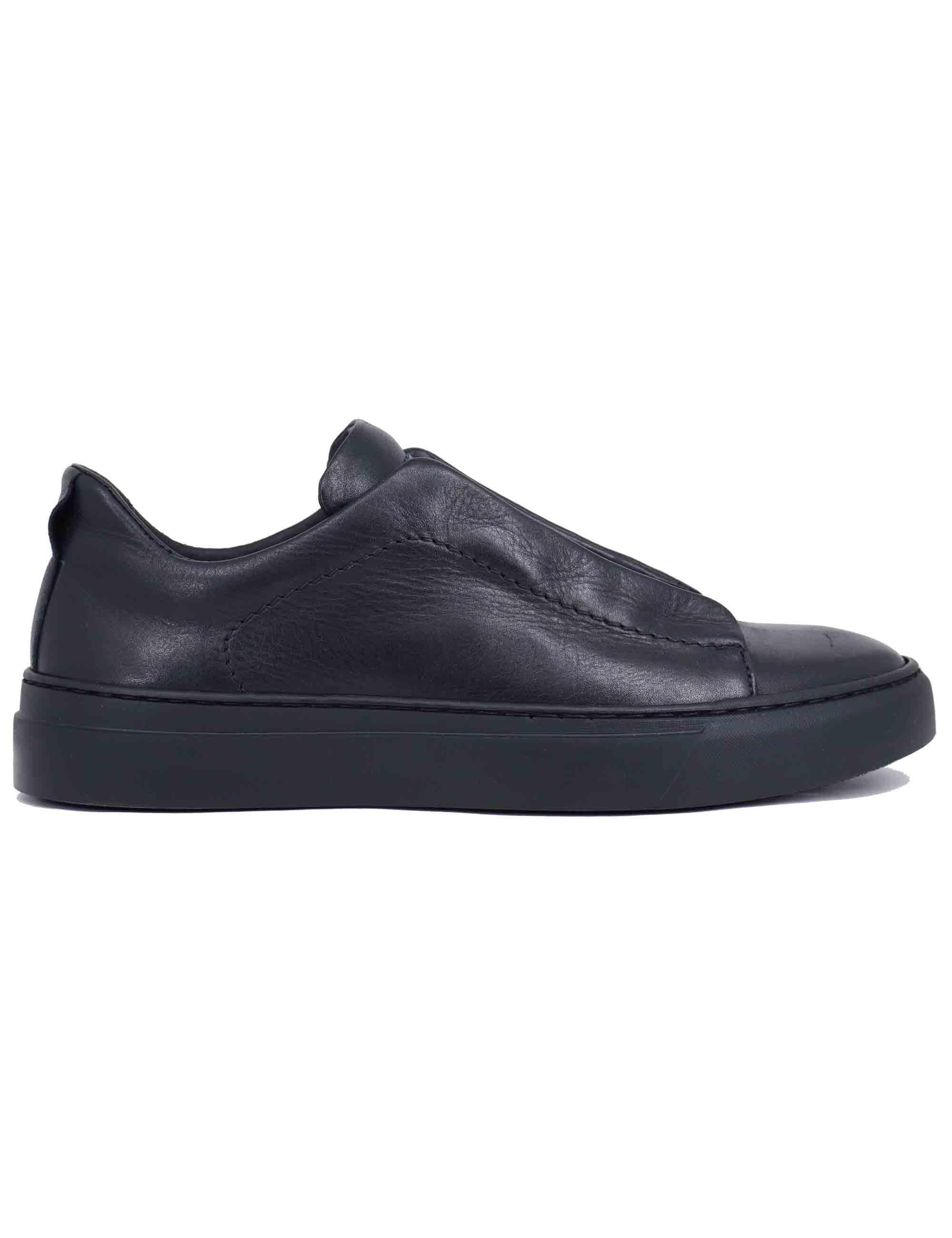 Sneakers uomo in pelle nera con elastici SP8460 001 Spatarella 