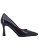 Women's high heel black leather pumps