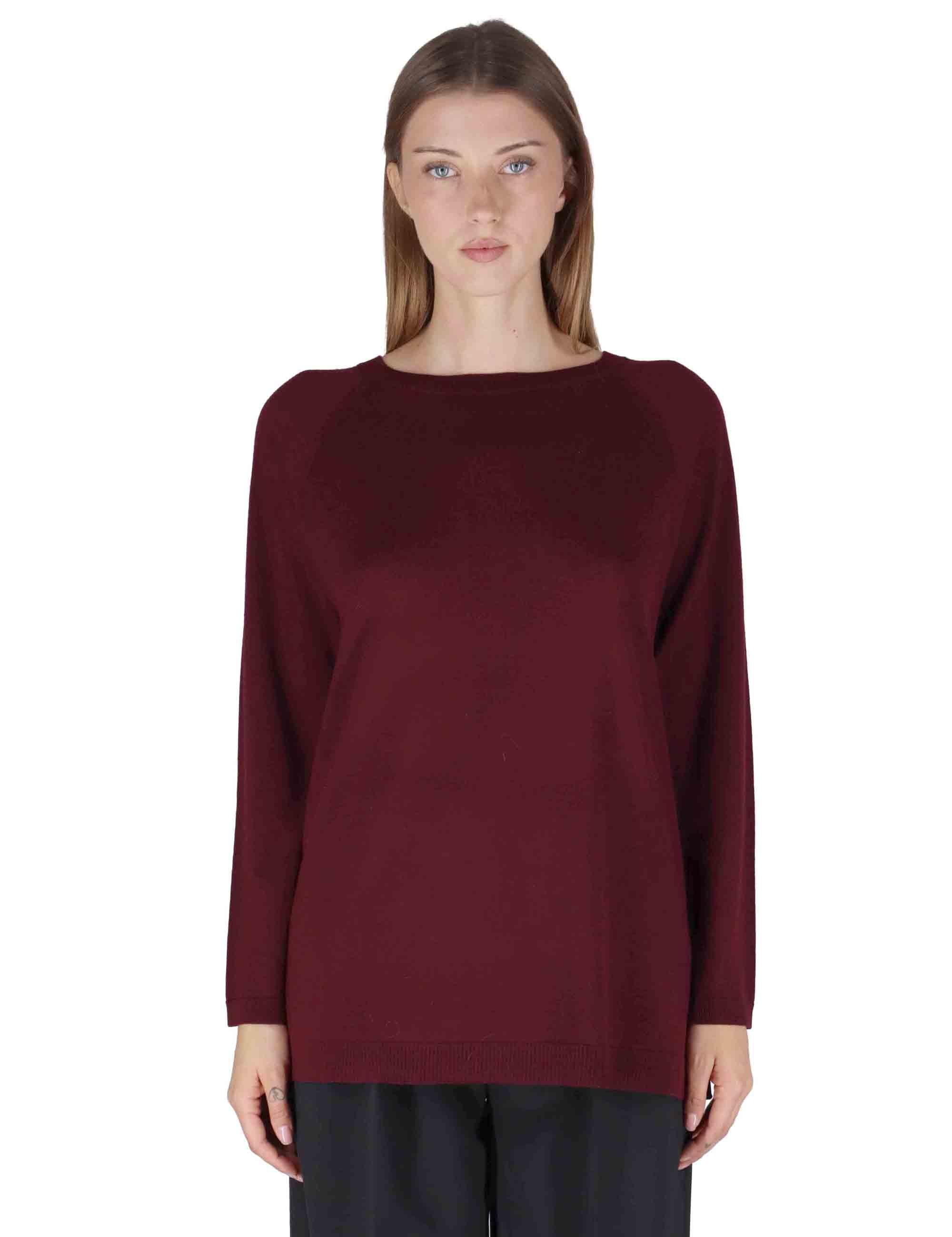 Maglioni donna girocollo Colors of the World in lana bordeaux JQ509974230 50022 Maliparmi 