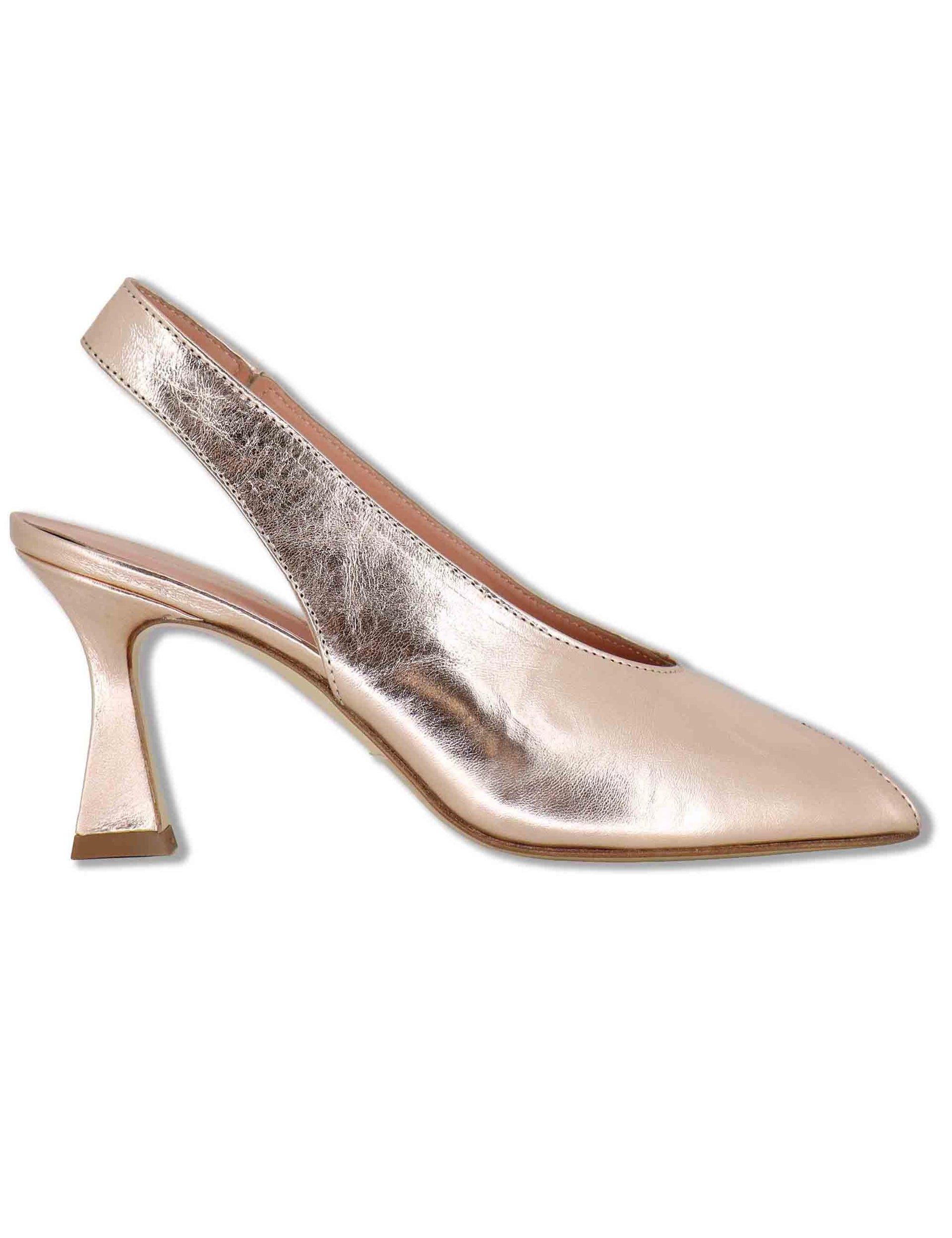 Sandali slingback donna in pelle lame oro tacco alto SP2500 300 Spatarella 