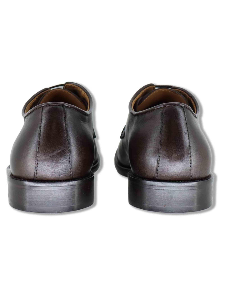Stringate uomo in pelle marrone con suola in cuoio e gomma cucita SPDU603 014 Spatarella 