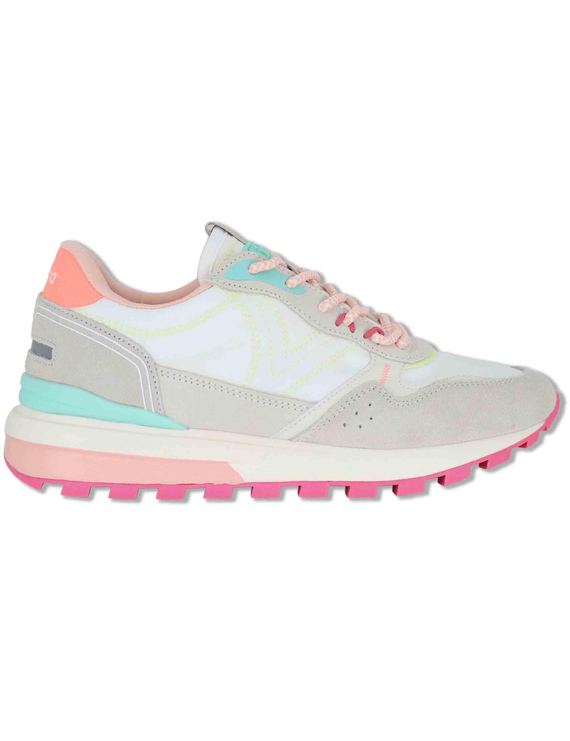 Sneakers donna Luna in nylon e pelle bianca con suola running 1156114 20_Blanco Victoria 