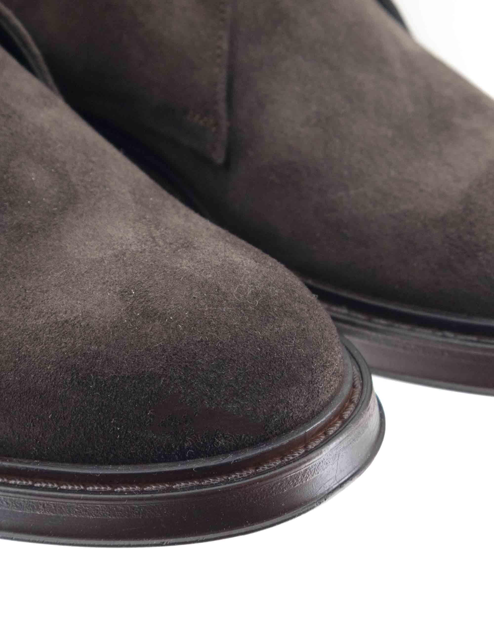 Stivaletti stringati uomo in camoscio marrone con suola in gomma cucita SP2101 014 Spatarella 