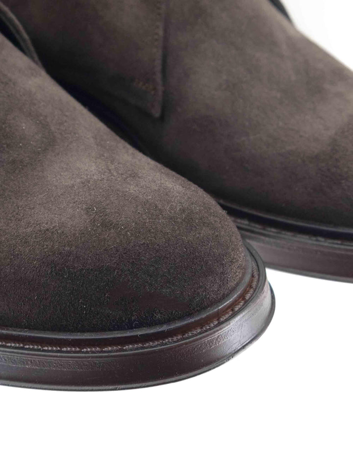 Stivaletti stringati uomo in camoscio marrone con suola in gomma cucita SP2101 014 Spatarella 