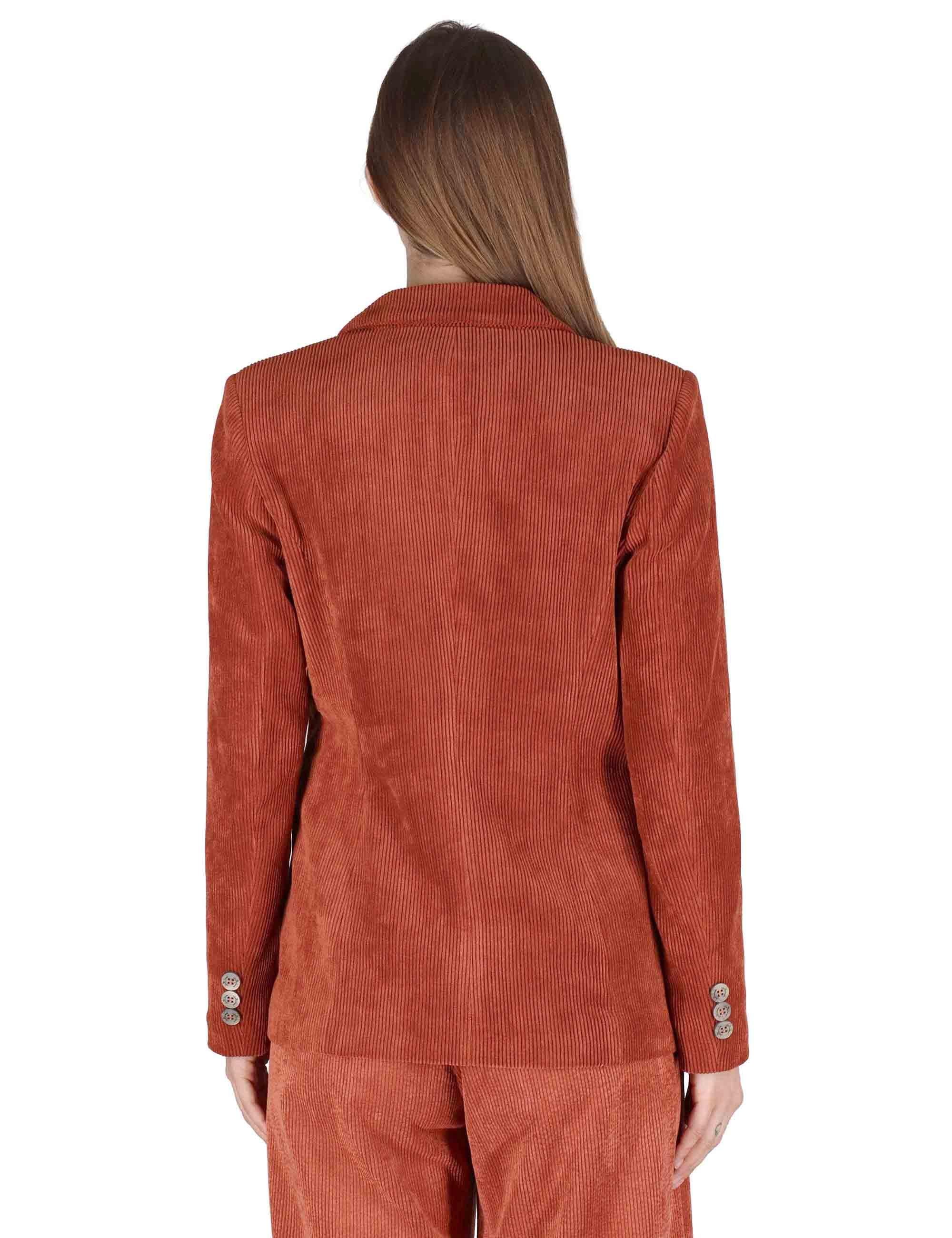 Giacche donna monopetto in velluto aragosta con bottone gioiello JABGA0025-F1240 2207 Justmine 