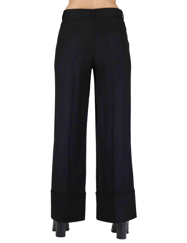 Pantaloni donna Tailored in misto lana nero con gamba larga JH804420294 20000 Maliparmi 