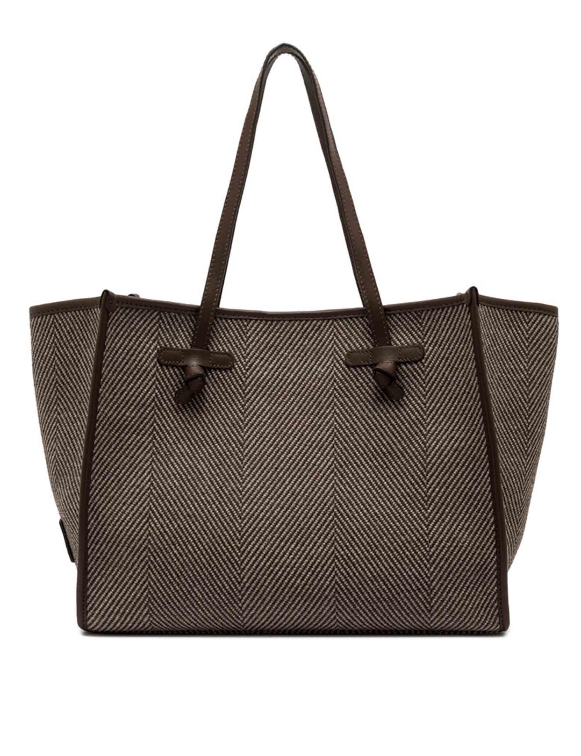 Borse donna Marcella in tessuto lana spigato marrone con doppi manici BS6850 SPIGA DAINO Marcella Club 