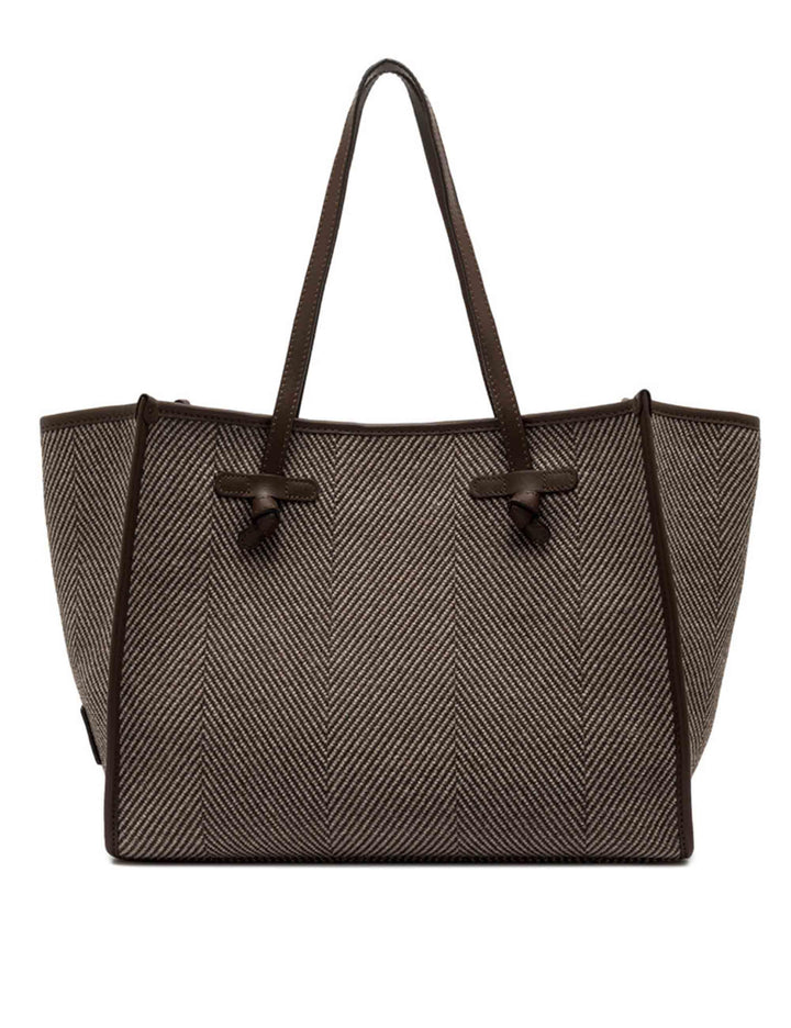 Borse donna Marcella in tessuto lana spigato marrone con doppi manici BS6850 SPIGA DAINO Marcella Club 