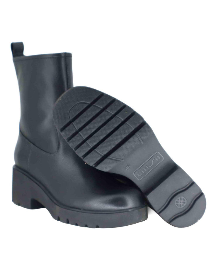 Stivaletti donna in pelle nera con suola in gomma JAVITO STT BLACK Unisa 