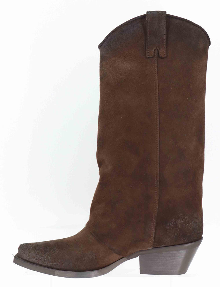 Stivali texani donna in crosta vintage marrone con ghetta SPDX909 014 Spatarella 
