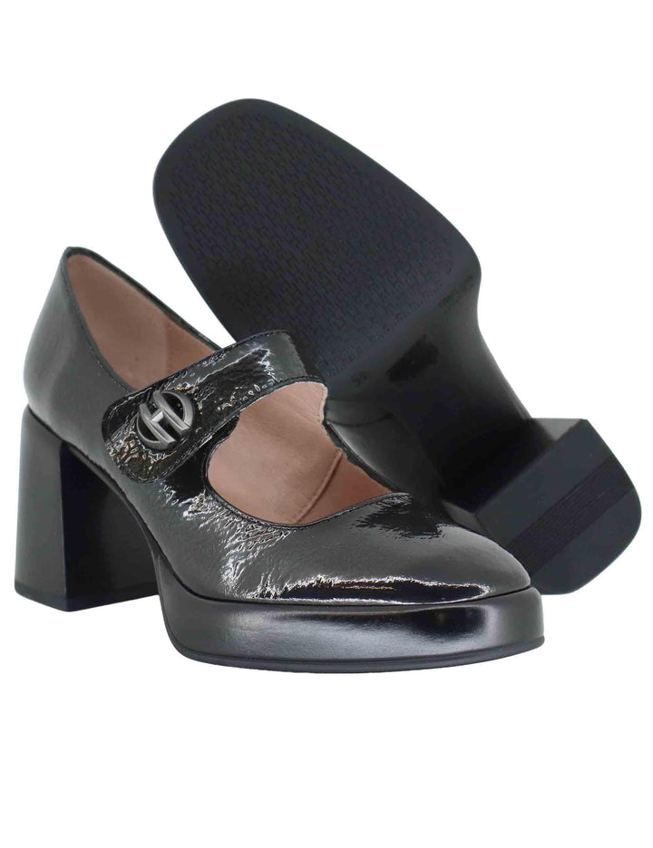 Decollete donna in pelle grigia con cinturino e tacco alto HI254305 C001 Hispanitas 